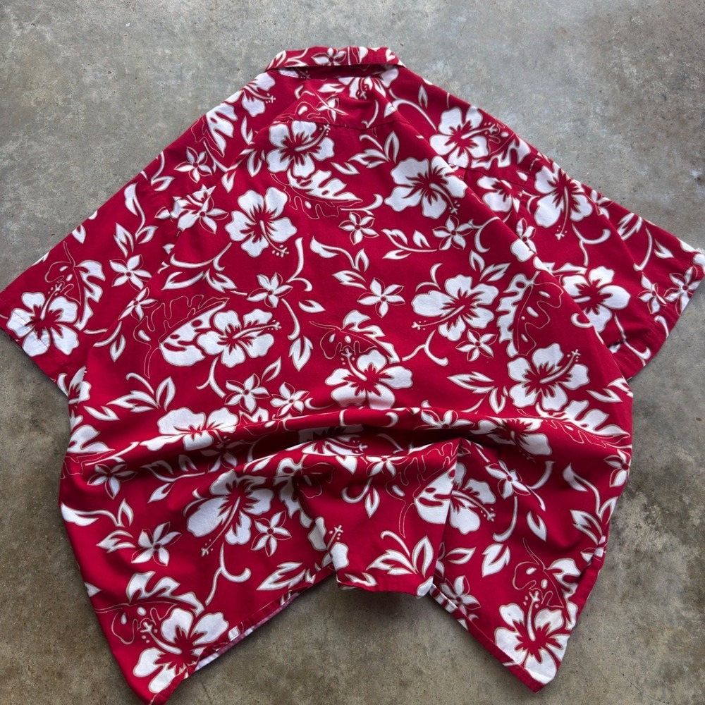 Vintage 90s Hilo Hattie Hawaiian Shirt Floral Made in Hawaii Red XL (f7) - Picture 5 of 7